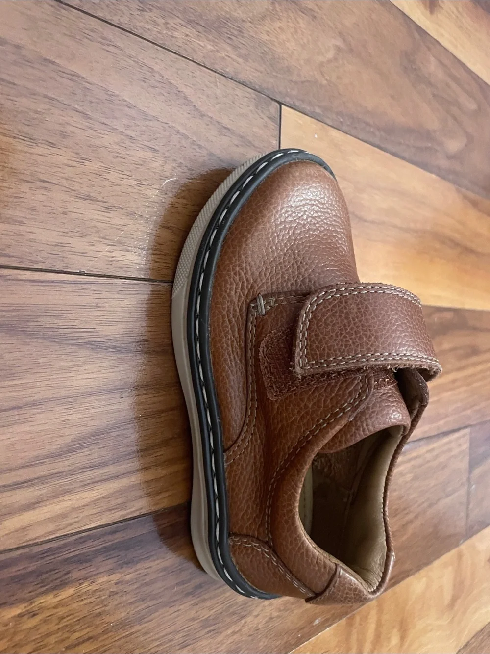 Johnston & Murphy Toddler Brown Leather Velcro Shoes